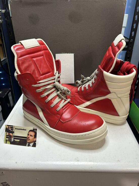 Rick Owens Geobasket Carnelian Red/Milk Sneaker Size 8 US 41 EU main image 11